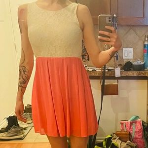 Lace and tool bright short dress